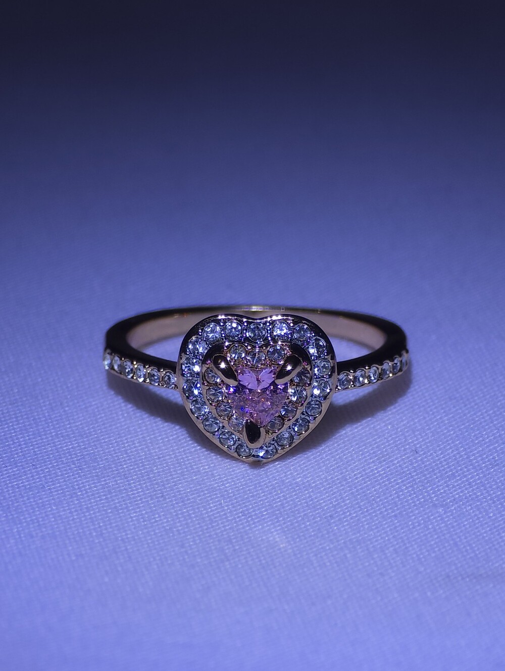 Swarovski One Heart Ring – Pink Crystal, Rose Gold Tone